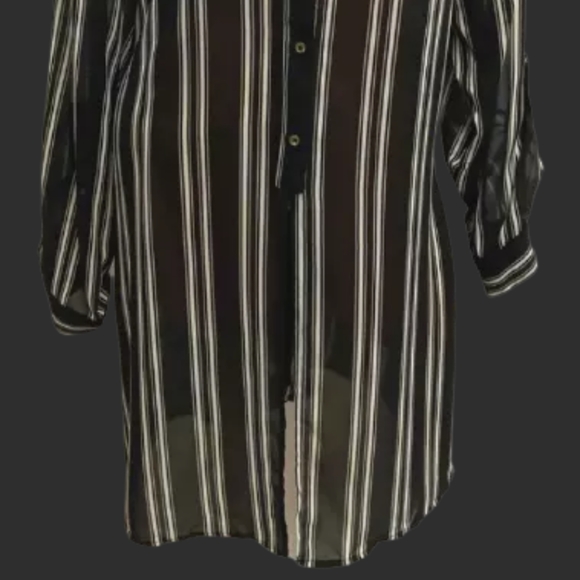 Cato black and white striped sheer button down top size 18/20w - Picture 3 of 7